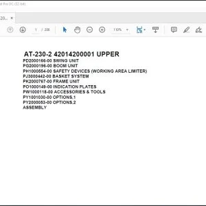 Tadano Crane AT-230-2 42014200001 UPPER Spare Parts Catalog Manual - PDF DOWNLOAD