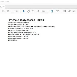 Tadano Crane AT-230-2 42014200006 UPPER Spare Parts Catalog Manual - PDF DOWNLOAD