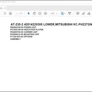 Tadano Crane AT-230-2 42014220300 LOWER,MITSUBISHI KC-FH227GN Parts Catalog Manual - PDF DOWNLOAD