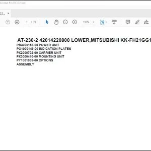 Tadano Crane AT-230-2 42014220800 LOWER,MITSUBISHI KK-FH21GG1 Parts Catalog Manual - PDF DOWNLOAD