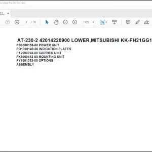 Tadano Crane AT-230-2 42014220900 LOWER,MITSUBISHI KK-FH21GG1 Parts Catalog Manual - PDF DOWNLOAD