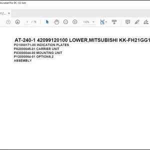 Tadano Crane AT-240-1 42099120100 LOWER,MITSUBISHI KK-FH21GG1 Parts Catalog Manual - PDF DOWNLOAD