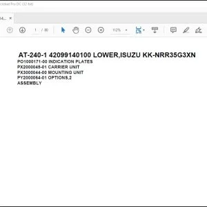 Tadano Crane AT-240-1 42099140100 LOWER,ISUZU KK-NRR35G3XN Spare Parts Catalog Manual - PDF DOWNLOAD