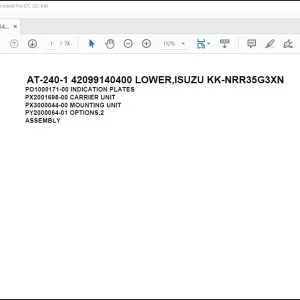 Tadano Crane AT-240-1 42099140400 LOWER,ISUZU KK-NRR35G3XN Spare Parts Catalog Manual - PDF DOWNLOAD