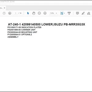 Tadano Crane AT-240-1 42099140500 LOWER,ISUZU PB-NRR35G3X Spare Parts Catalog Manual - PDF DOWNLOAD