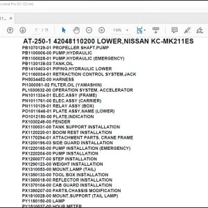 Tadano Crane AT-250-1 42048110200 LOWER,NISSAN KC-MK211ES Spare Parts Catalog Manual - PDF DOWNLOAD