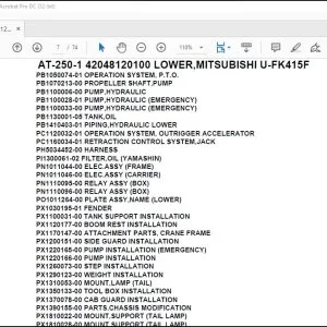 Tadano Crane AT-250-1 42048120100 LOWER,MITSUBISHI U-FK415F Spare Catalog Manual - PDF DOWNLOAD