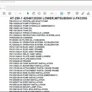 Tadano Crane AT-250-1 42048120200 LOWER,MITSUBISHI U-FK335G Parts Catalog Manual - PDF DOWNLOAD