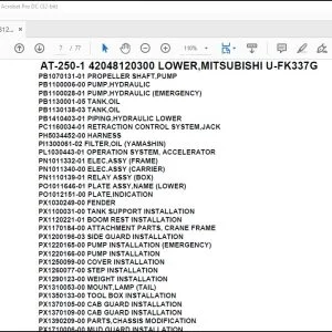 Tadano Crane AT-250-1 42048120300 LOWER,MITSUBISHI U-FK337G Parts Catalog Manual - PDF DOWNLOAD