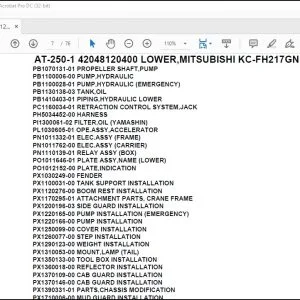Tadano Crane AT-250-1 42048120400 LOWER,MITSUBISHI KC-FH217GN Parts Catalog Manual - PDF DOWNLOAD