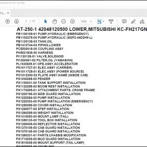 Tadano Crane AT-250-1 42048120500 LOWER,MITSUBISHI KC-FH217GN Parts Catalog Manual - PDF DOWNLOAD