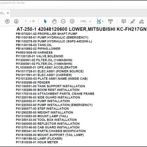 Tadano Crane AT-250-1 42048120600 LOWER,MITSUBISHI KC-FH217GN Parts Catalog Manual - PDF DOWNLOAD