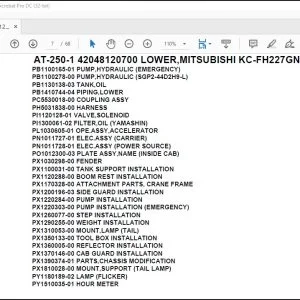 Tadano Crane AT-250-1 42048120700 LOWER,MITSUBISHI KC-FH227GN Parts Catalog Manual - PDF DOWNLOAD