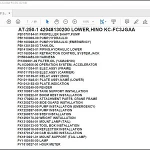 Tadano Crane AT-250-1 42048130200 LOWER,HINO KC-FC3JGAA Spare Parts Catalog Manual - PDF DOWNLOAD