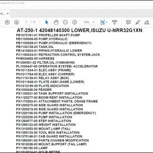 Tadano Crane AT-250-1 42048140300 LOWER,ISUZU U-NRR32G1XN Spare Parts Catalog Manual - PDF DOWNLOAD