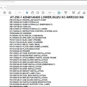 Tadano Crane AT-250-1 42048140400 LOWER,ISUZU KC-NRR33G1XN Parts Catalog Manual - PDF DOWNLOAD