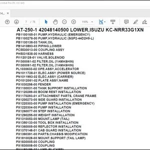 Tadano Crane AT-250-1 42048140500 LOWER,ISUZU KC-NRR33G1XN Spare Parts Catalog Manual - PDF DOWNLOAD