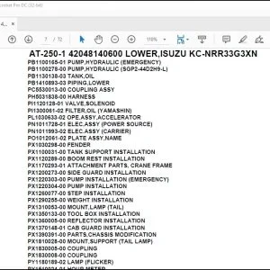 Tadano Crane AT-250-1 42048140600 LOWER,ISUZU KC-NRR33G3XN Spare Parts Catalog Manual - PDF DOWNLOAD