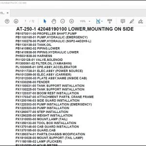 Tadano Crane AT-250-1 42048190100 LOWER,MOUNTING ON SIDE Spare Parts Catalog Manual - PDF DOWNLOAD