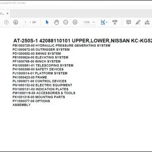 Tadano Crane AT-250S-1 42088110101 UPPER,LOWER,NISSAN KC-KG520SN Parts Catalog Manual - PDF DOWNLOAD