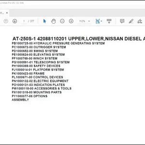 Tadano Crane AT-250S-1 42088110201 UPPER,LOWER,NISSAN DIESEL AKG532SN Spare Parts Catalog Manual - PDF DOWNLOAD