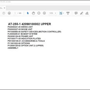Tadano Crane AT-255-1 42098100002 UPPER Spare Parts Catalog Manual - PDF DOWNLOAD