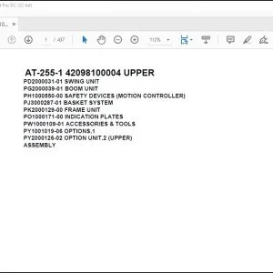 Tadano Crane AT-255-1 42098100004 UPPER Spare Parts Catalog Manual - PDF DOWNLOAD