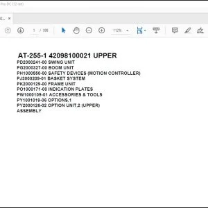 Tadano Crane AT-255-1 42098100021 UPPER Spare Parts Catalog Manual - PDF DOWNLOAD