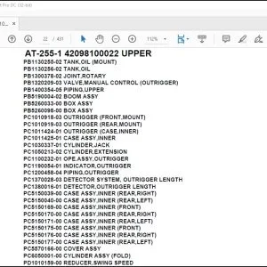 Tadano Crane AT-255-1 42098100022 UPPER Spare Parts Catalog Manual - PDF DOWNLOAD