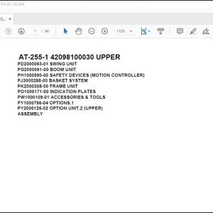Tadano Crane AT-255-1 42098100030 UPPER Spare Parts Catalog Manual - PDF DOWNLOAD