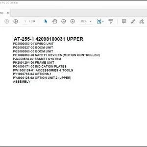 Tadano Crane AT-255-1 42098100031 UPPER Spare Parts Catalog Manual - PDF DOWNLOAD