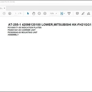 Tadano Crane AT-255-1 42098120100 LOWER,MITSUBISHI KK-FH21GG1 Spare Parts Catalog Manual - PDF DOWNLOAD