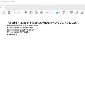 Tadano Crane AT-255-1 42098131000 LOWER,HINO BDG-FC6JGWA Spare Parts Catalog Manual - PDF DOWNLOAD