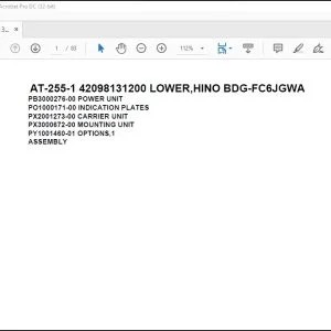 Tadano Crane AT-255-1 42098131200 LOWER,HINO BDG-FC6JGWA Spare Parts Catalog Manual - PDF DOWNLOAD