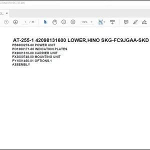 Tadano Crane AT-255-1 42098131600 LOWER,HINO SKG-FC9JGAA-SKD Spare Parts Catalog Manual - PDF DOWNLOAD