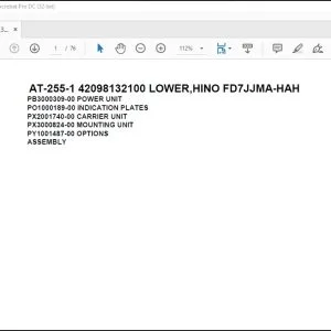 Tadano Crane AT-255-1 42098132100 LOWER,HINO FD7JJMA-HAH Spare Parts Catalog Manual - PDF DOWNLOAD