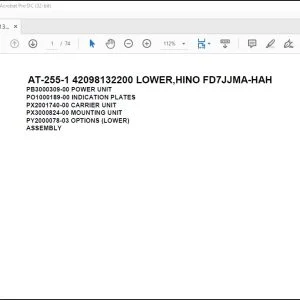 Tadano Crane AT-255-1 42098132200 LOWER,HINO FD7JJMA-HAH Spare Parts Catalog Manual - PDF DOWNLOAD
