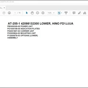 Tadano Crane AT-255-1 42098132300 LOWER, HINO FD1JJUA Spare Parts Catalog Manual - PDF DOWNLOAD