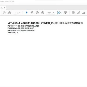 Tadano Crane AT-255-1 42098140100 LOWER,ISUZU KK-NRR35G3XN Spare Parts Catalog Manual - PDF DOWNLOAD