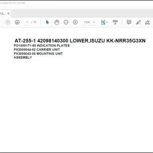 Tadano Crane AT-255-1 42098140300 LOWER,ISUZU KK-NRR35G3XN Spare Parts Catalog Manual - PDF DOWNLOAD