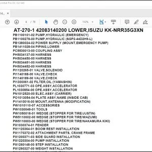 Tadano Crane AT-270-1 42083140200 LOWER ISUZU KK-NRR35G3XN Spare Parts Catalog Manual - PDF DOWNLOAD