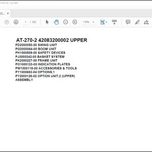 Tadano Crane AT-270-2 42083200002 UPPER Spare Parts Catalog Manual - PDF DOWNLOAD