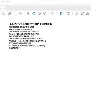 Tadano Crane AT-270-2 42083200011 UPPER Spare Parts Catalog Manual - PDF DOWNLOAD