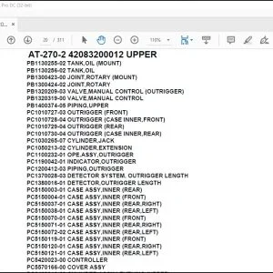 Tadano Crane AT-270-2 42083200012 UPPER Spare Parts Catalog Manual - PDF DOWNLOAD