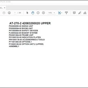 Tadano Crane AT-270-2 42083200020 UPPER Spare Parts Catalog Manual - PDF DOWNLOAD