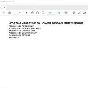 Tadano Crane AT-270-2 42083210200 LOWER,NISSAN MKB210EHHB Parts Catalog Manual - PDF DOWNLOAD