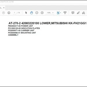 Tadano Crane AT-270-2 42083220100 LOWER,MITSUBISHI KK-FH21GG1 Spare Parts Manual - PDF DOWNLOAD