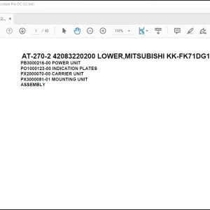 Tadano Crane AT-270-2 42083220200 LOWER,MITSUBISHI KK-FK71DG1 Spare Parts Manual - PDF DOWNLOAD