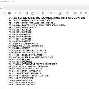 Tadano Crane AT-270-2 42083230100 LOWER,HINO KK-FC3JGDA-BN Parts Catalog Manual - PDF DOWNLOAD