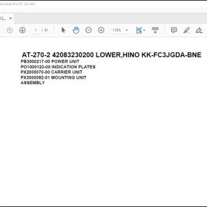 Tadano Crane AT-270-2 42083230200 LOWER,HINO KK-FC3JGDA-BNE Parts Catalog Manual - PDF DOWNLOAD